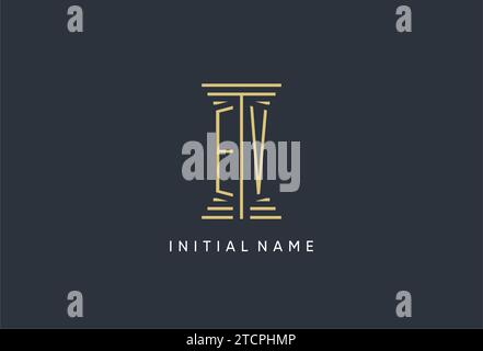 EV initial monogram with pillar shape logo design inspiration Stock Vector