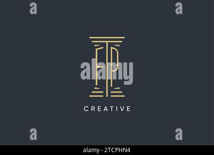 FP initial monogram with pillar shape logo design inspiration Stock Vector