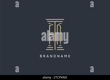 FN initial monogram with pillar shape logo design inspiration Stock Vector