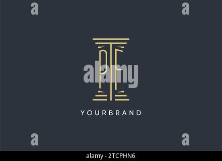 PF initial monogram with pillar shape logo design inspiration Stock Vector