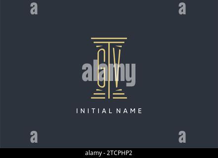 GV initial monogram with pillar shape logo design inspiration Stock Vector