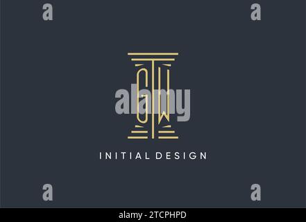 GW initial monogram with pillar shape logo design inspiration Stock Vector