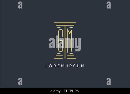 GM initial monogram with pillar shape logo design inspiration Stock Vector