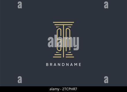 GN initial monogram with pillar shape logo design inspiration Stock Vector