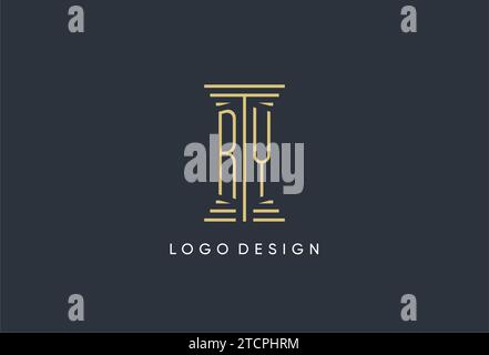 RY initial monogram with pillar shape logo design inspiration Stock Vector