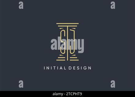 SJ initial monogram with pillar shape logo design inspiration Stock Vector