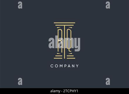 RQ initial monogram with pillar shape logo design inspiration Stock Vector