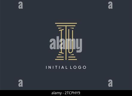 IU initial monogram with pillar shape logo design inspiration Stock Vector