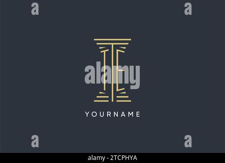 TE initial monogram with pillar shape logo design inspiration Stock Vector