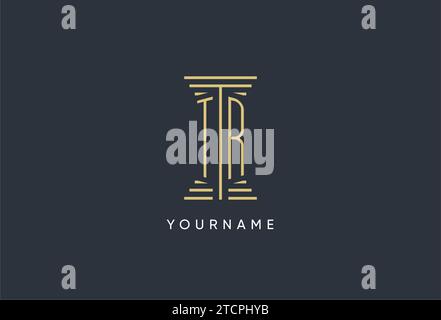 TR initial monogram with pillar shape logo design inspiration Stock Vector