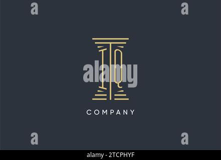 IQ initial monogram with pillar shape logo design inspiration Stock Vector