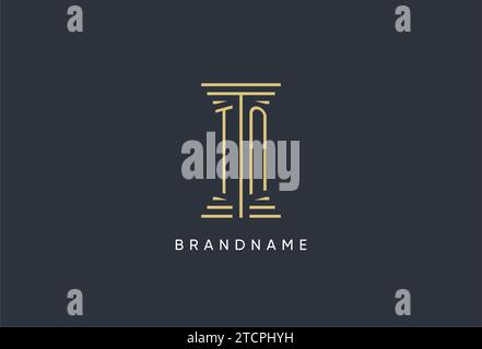 TN initial monogram with pillar shape logo design inspiration Stock Vector