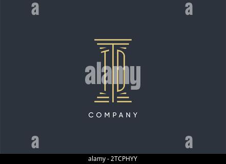 TD initial monogram with pillar shape logo design inspiration Stock Vector