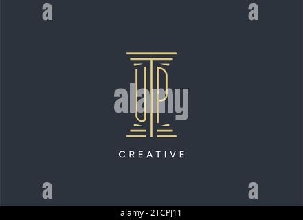 UP initial monogram with pillar shape logo design inspiration Stock Vector