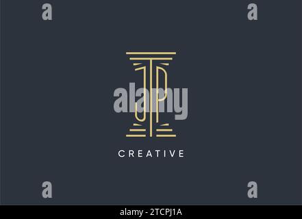 JP initial monogram with pillar shape logo design inspiration Stock Vector