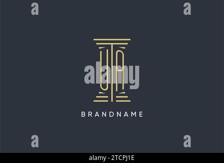UA initial monogram with pillar shape logo design inspiration Stock Vector