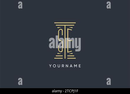 SE initial monogram with pillar shape logo design inspiration Stock Vector