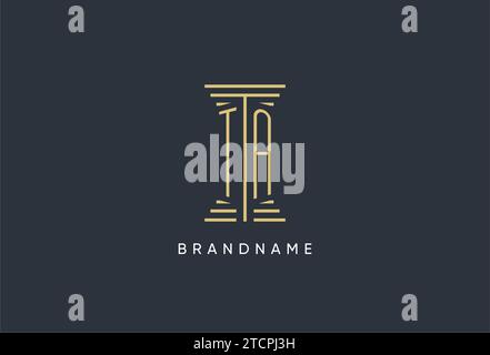 TA initial monogram with pillar shape logo design inspiration Stock Vector