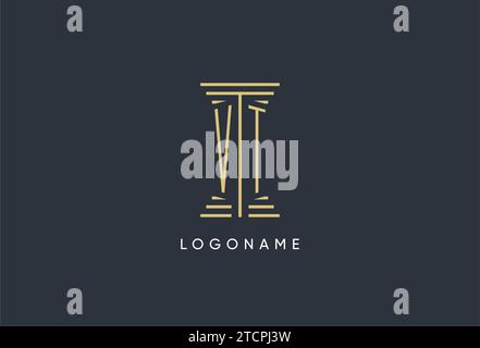 VT initial monogram with pillar shape logo design inspiration Stock Vector