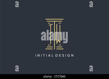 TW initial monogram with pillar shape logo design inspiration Stock Vector