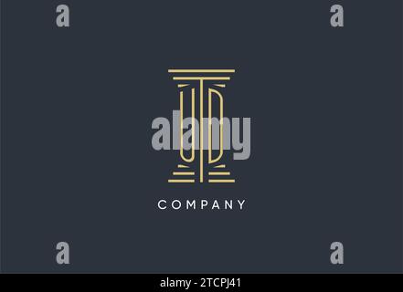 UD initial monogram with pillar shape logo design inspiration Stock Vector