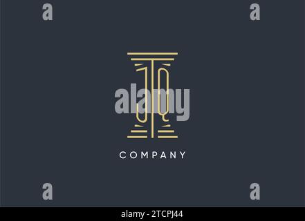 JQ initial monogram with pillar shape logo design inspiration Stock Vector