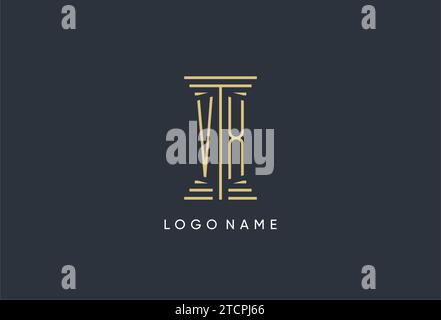 VX initial monogram with pillar shape logo design inspiration Stock Vector