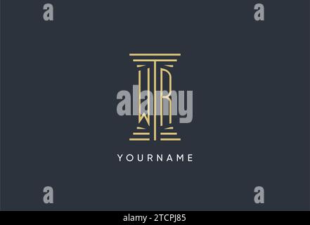 WR initial monogram with pillar shape logo design inspiration Stock Vector