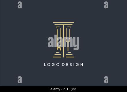 WY initial monogram with pillar shape logo design inspiration Stock Vector