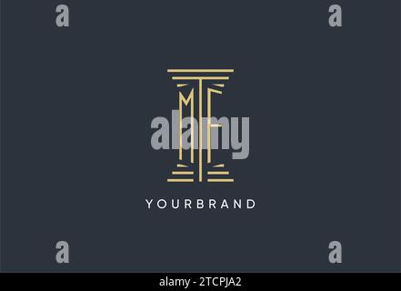 MF initial monogram with pillar shape logo design inspiration Stock Vector