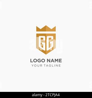GG logo initial with geometric shield shape design style vector graphic ...