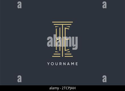 XE initial monogram with pillar shape logo design inspiration Stock Vector