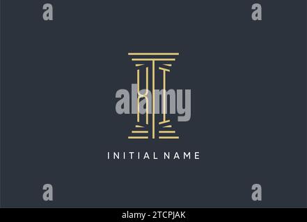 XI initial monogram with pillar shape logo design inspiration Stock Vector