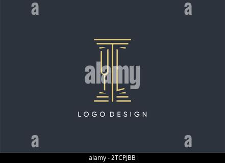 YL initial monogram with pillar shape logo design inspiration Stock Vector