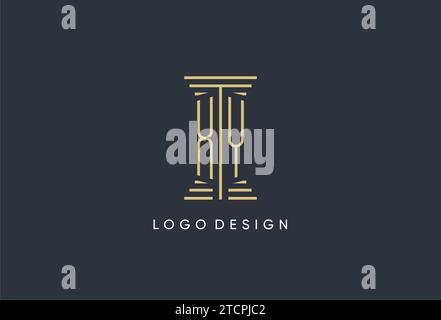 XY initial monogram with pillar shape logo design inspiration Stock Vector