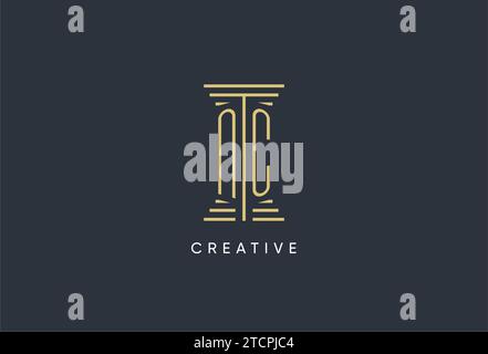 NC initial monogram with pillar shape logo design inspiration Stock Vector
