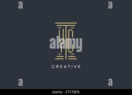 YC initial monogram with pillar shape logo design inspiration Stock Vector