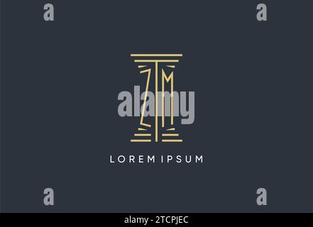 ZM initial monogram with pillar shape logo design inspiration Stock Vector