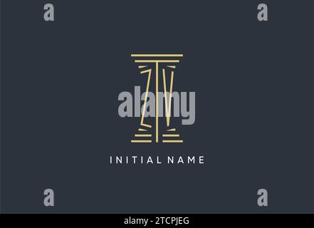 ZV initial monogram with pillar shape logo design inspiration Stock Vector