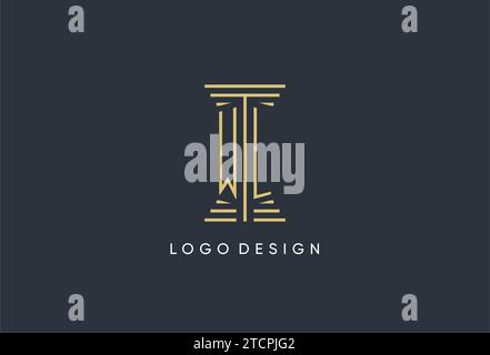 WL initial monogram with pillar shape logo design inspiration Stock Vector