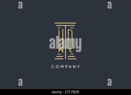 WQ initial monogram with pillar shape logo design inspiration Stock Vector