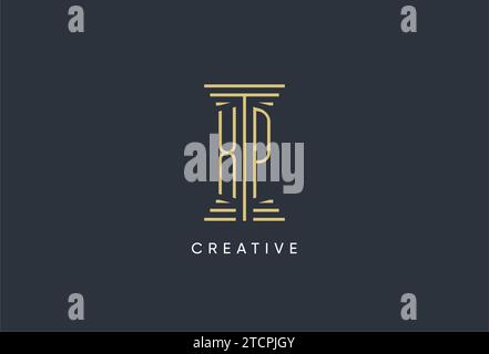 XP initial monogram with pillar shape logo design inspiration Stock Vector