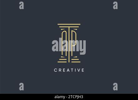 NP initial monogram with pillar shape logo design inspiration Stock Vector