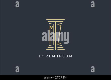MZ initial monogram with pillar shape logo design inspiration Stock Vector