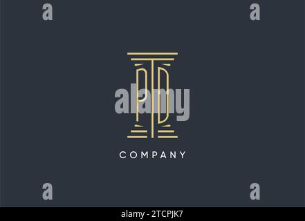 PD initial monogram with pillar shape logo design inspiration Stock Vector