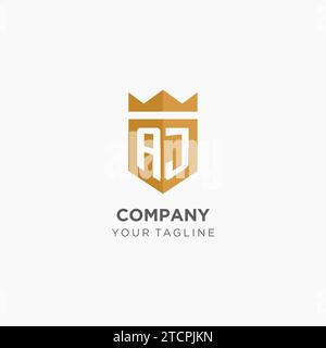 AJ logo initial with geometric shield shape design style vector graphic ...