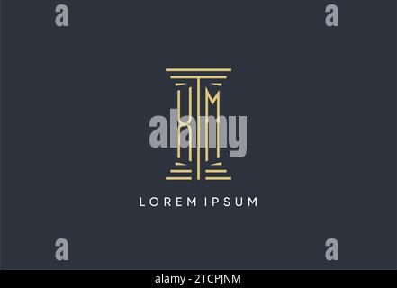 XM initial monogram with pillar shape logo design inspiration Stock Vector