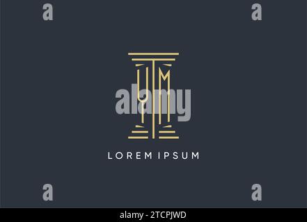 YM initial monogram with pillar shape logo design inspiration Stock Vector