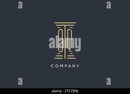 OQ initial monogram with pillar shape logo design inspiration Stock Vector