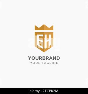 EH logo initial with geometric shield shape design style vector graphic ...